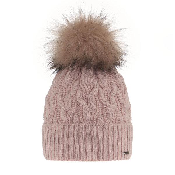 Woman's winter hat pink Deva with pompom