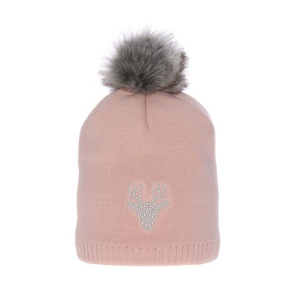 Woman's winter hat pink Driada with pompom