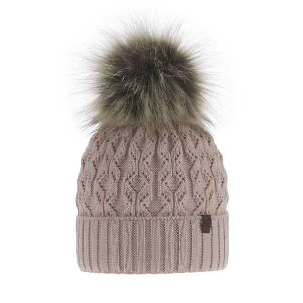 Woman's winter hat pink Katty with pompom