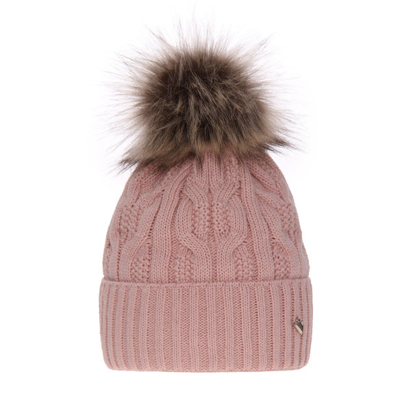 Woman's winter hat pink Laona with pompom