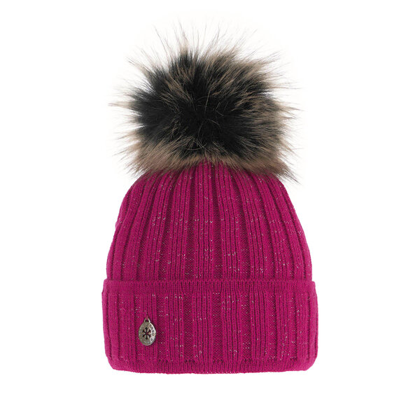 Woman's winter hat pink Malina with pompom