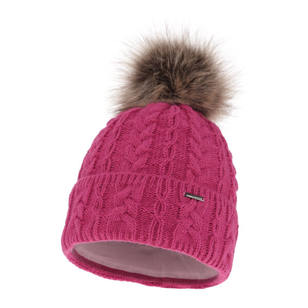 Woman's winter hat pink Omega with pompom