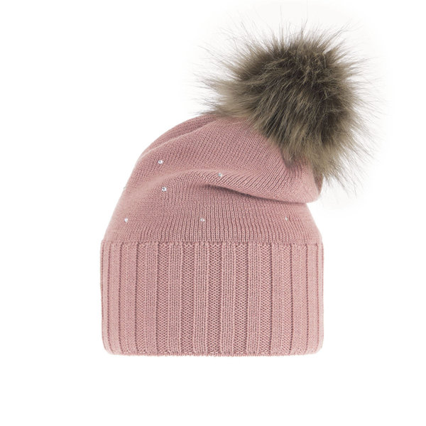 Woman's winter hat pink merino wool Malga