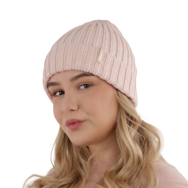 Woman's winter hat pink merino wool Missi