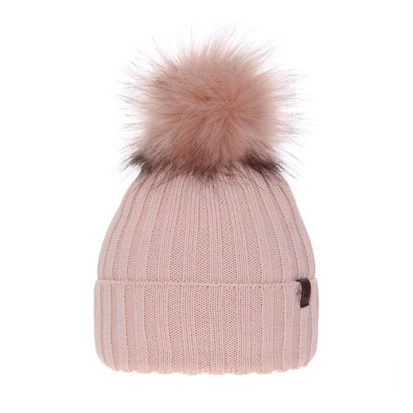 Woman's winter hat pink merino wool Texa