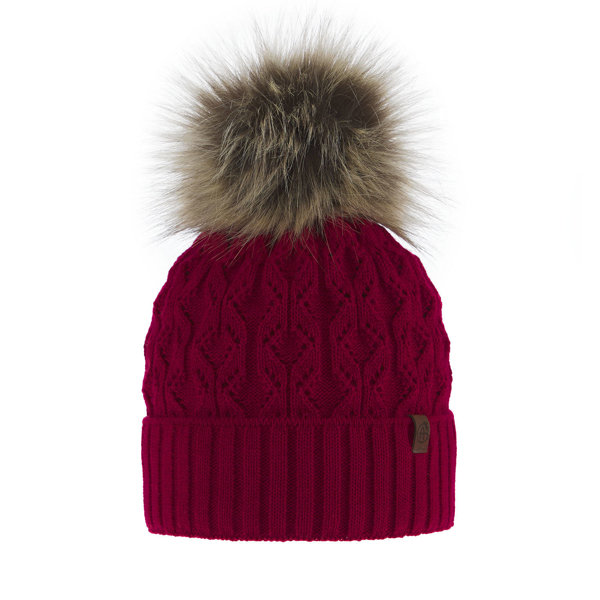 Woman's winter hat red Katty with pompom