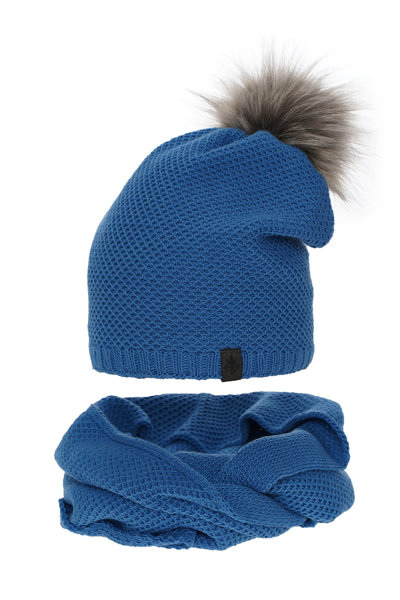 Woman's winter set: hat and tube scarf blue Kaliana