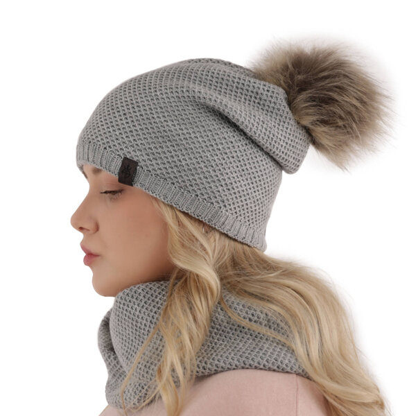 Woman's winter set: hat and tube scarf grey Kaliana