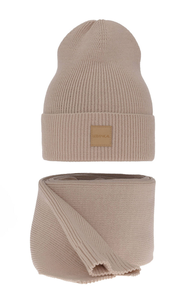 Women's spring and winter set: hat and scarf beige Nathalie