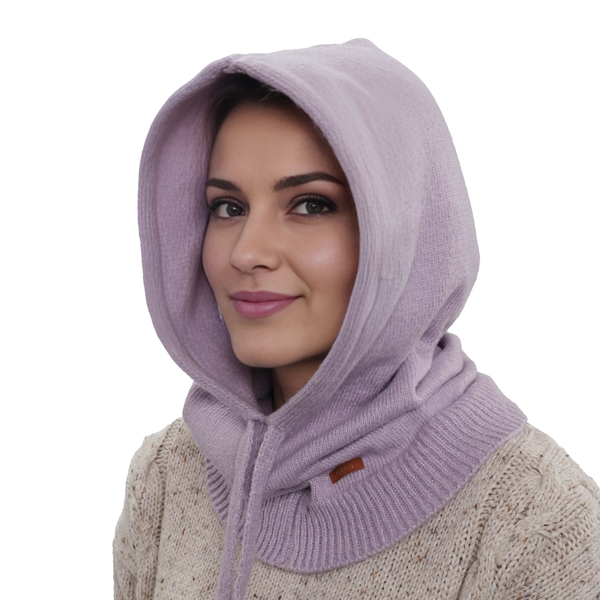 Women's winter balaclava violet merino wool balaclava Elizabeth 