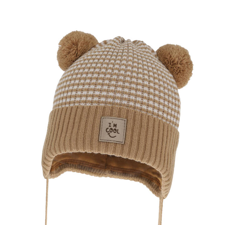 Boy's spring/ autumn hat beige with two pompom Laurent