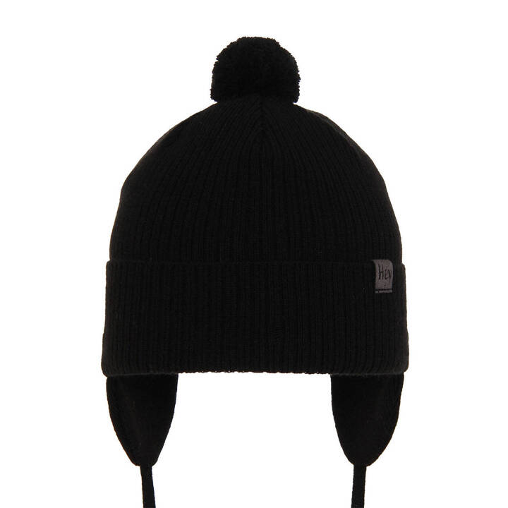 Boy's spring/ autumn hat black Axel with pompom