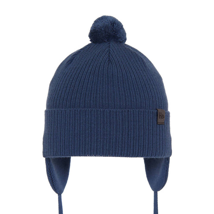 Boy's spring/ autumn hat blue Axel with pompom