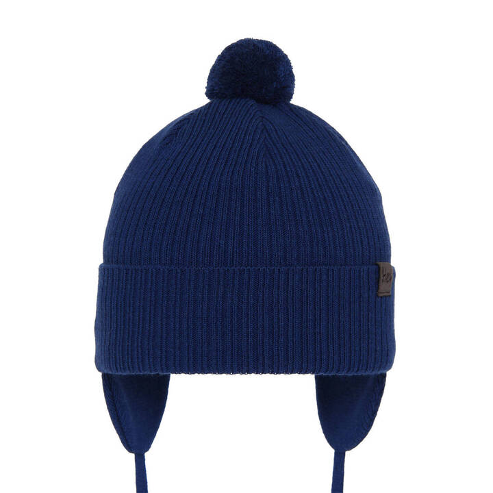 Boy's spring/ autumn hat blue Axel with pompom