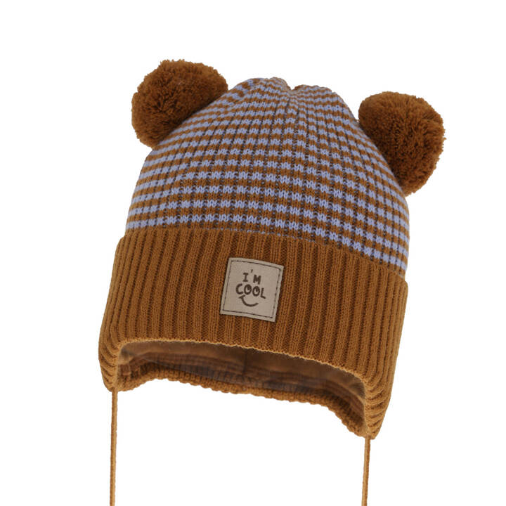 Boy's spring/ autumn hat brown with two pompom Laurent