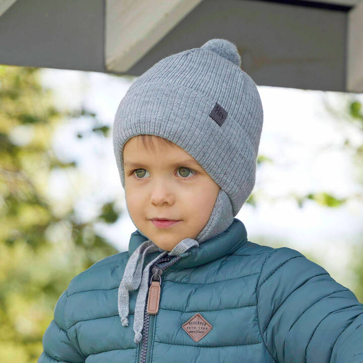 Boy's spring/ autumn hat grey Axel with pompom