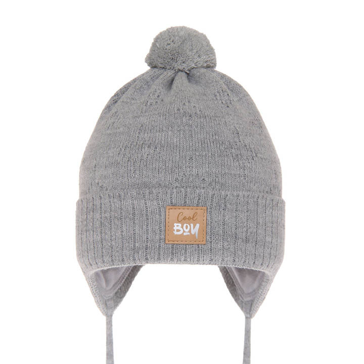 Boy's spring/ autumn hat grey Farel with pompom