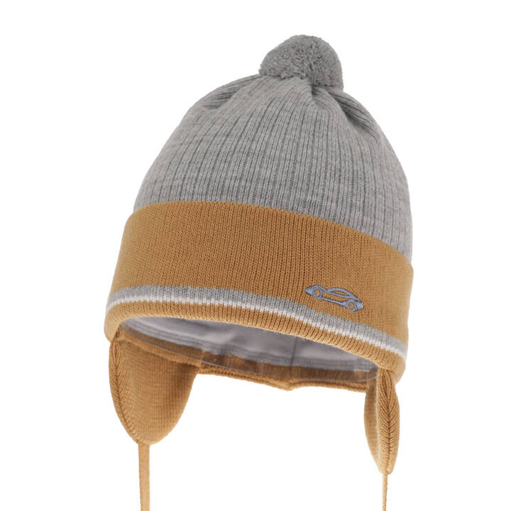 Boy's spring/ autumn hat grey with pompom Jacob