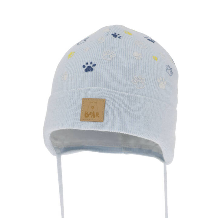 Boy's spring/ autumn hat light blue with pompom Folik