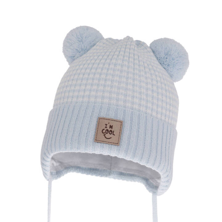 Boy's spring/ autumn hat light blue with two pompom Laurent