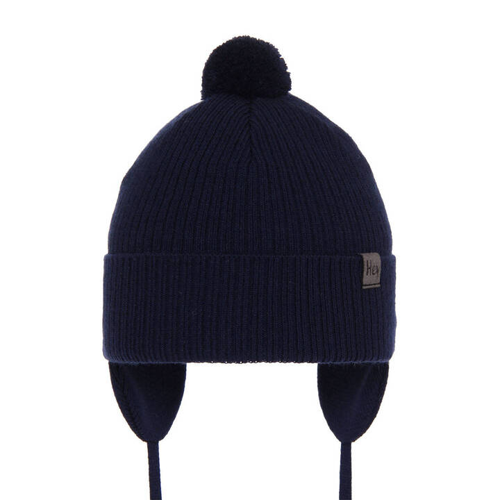 Boy's spring/ autumn hat navy blue Axel with pompom