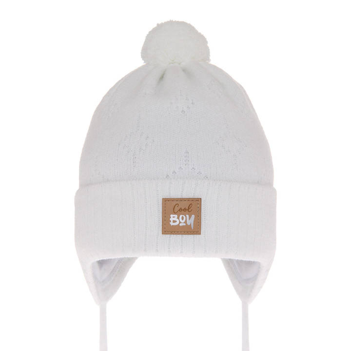 Boy's spring/ autumn hat white Farel with pompom