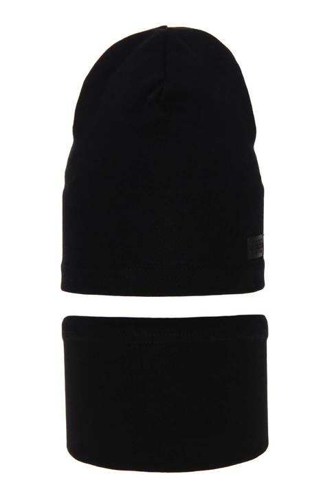 Boy's spring/ autumn set: hat and tube scarf black Frizi