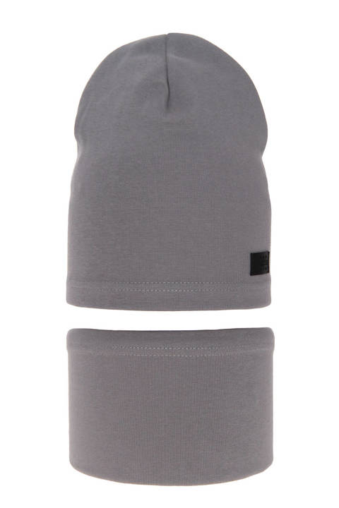 Boy's spring/ autumn set: hat and tube scarf grey Frizi