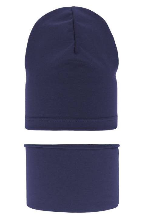 Boy's spring/ autumn set: hat and tube scarf navy blue Hazel