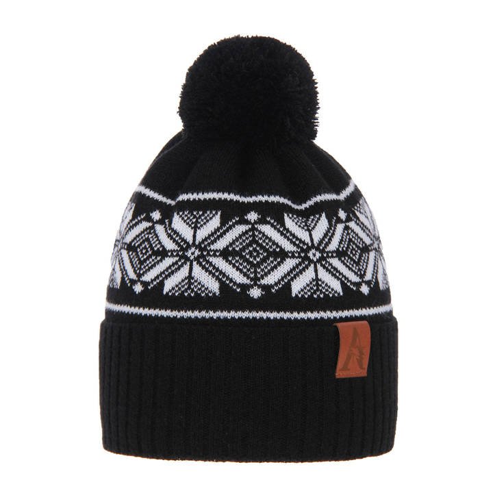 Boy's winter hat black Marwin with pompom