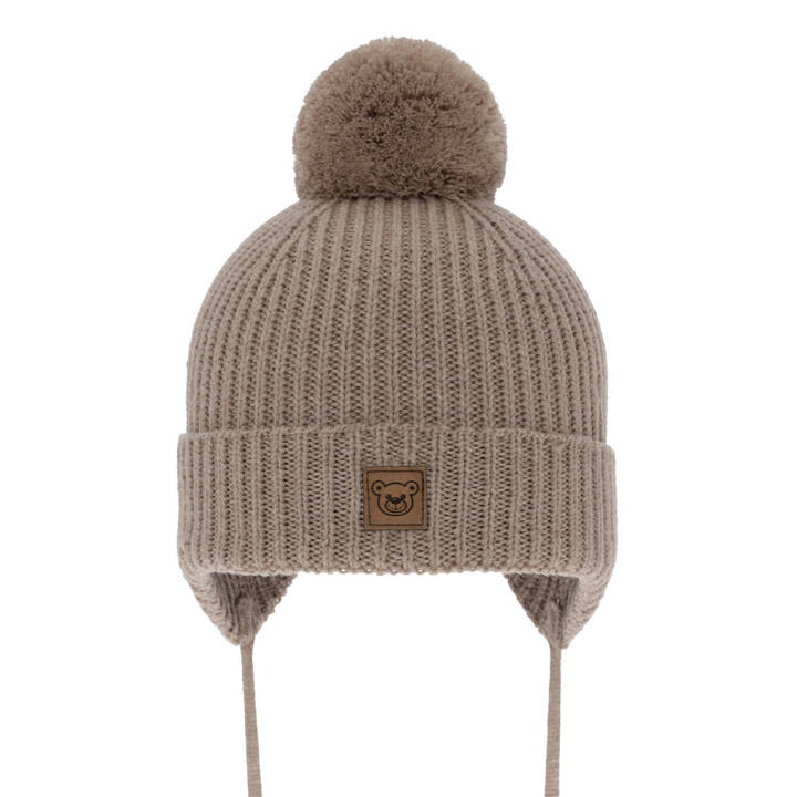 Boy's winter hat brown 100% extra fine merino wool, lined with wool fleece Tofik