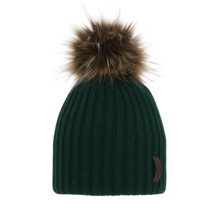 Boy's winter hat green Amur with pompom