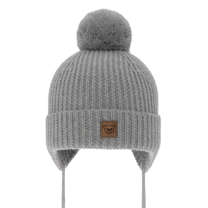 Boy's winter hat grey 100% extra fine merino wool, lined with wool fleece Tofik