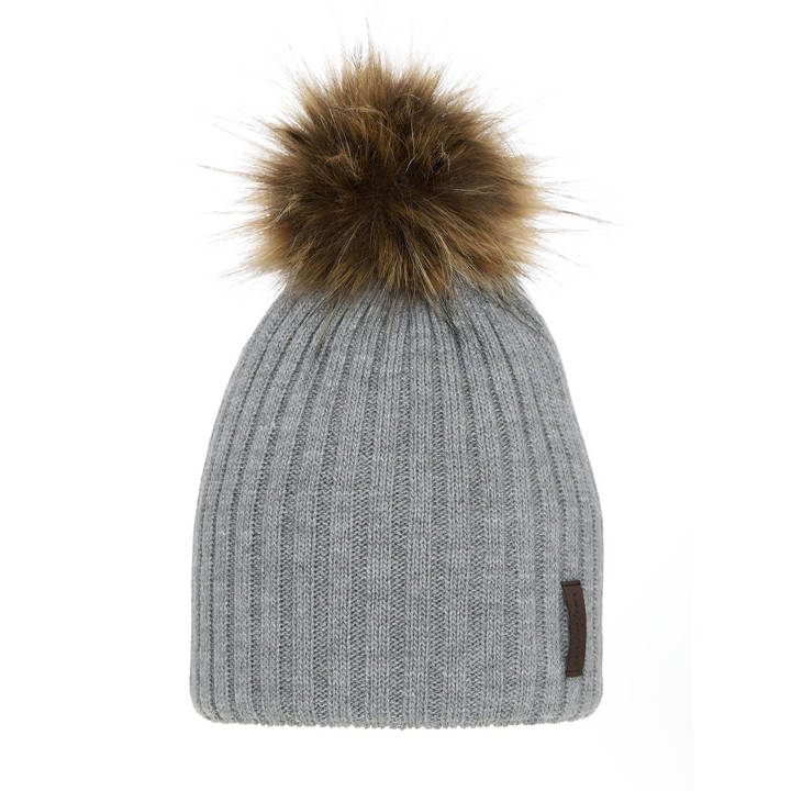 Boy's winter hat grey Amur with pompom