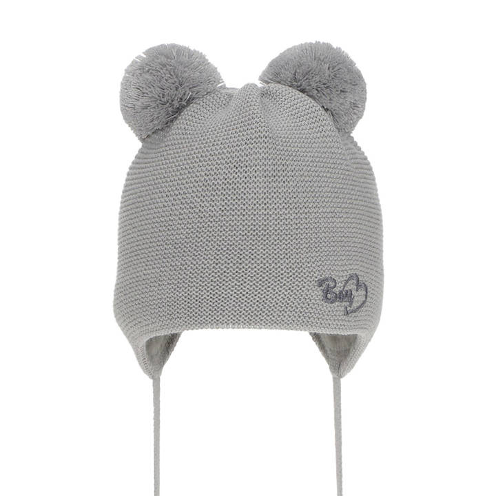 Boy's winter hat grey Ting with two pompom