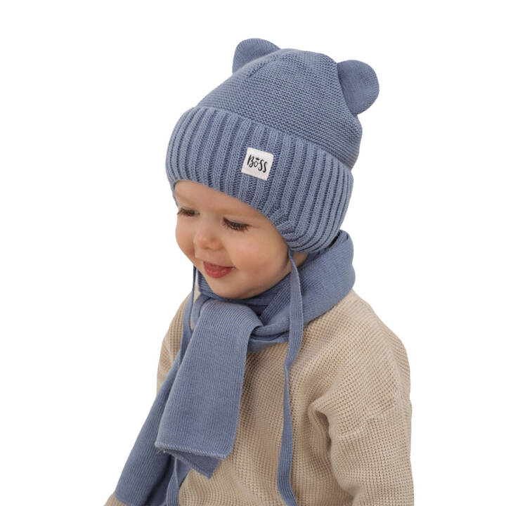 Boy's winter set: hat and scarf blue Luciano