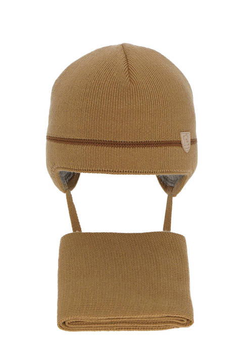 Boy's winter set: hat and scarf camel Musso