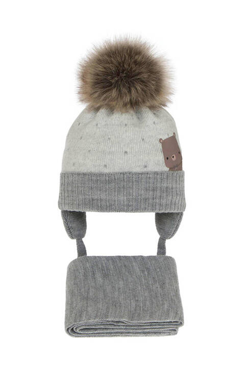 Boy's winter set: hat and scarf grey Kori