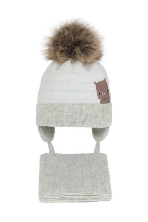 Boy's winter set: hat and scarf grey Kori