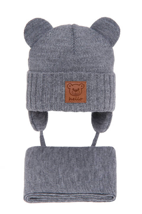 Boy's winter set: hat and scarf grey Petit