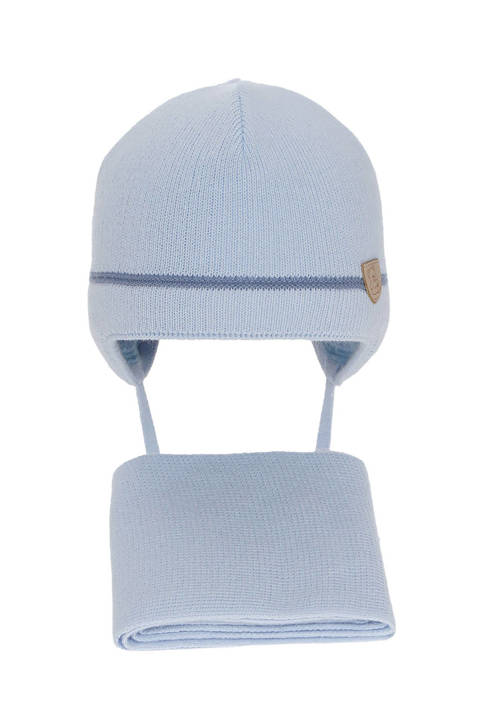 Boy's winter set: hat and scarf light blue Musso