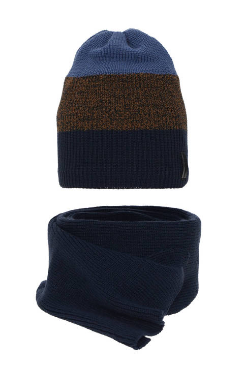 Boy's winter set: hat and scarf navy blue Sonik