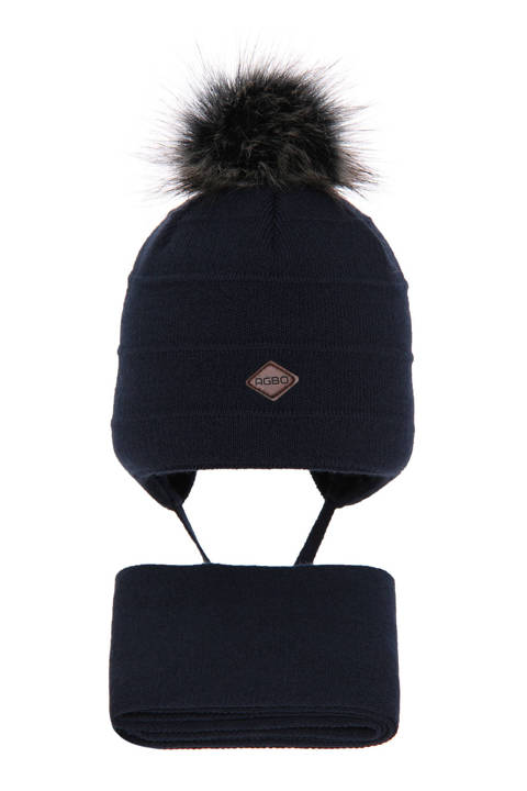 Boy's winter set: hat and scarf navy blue Tango