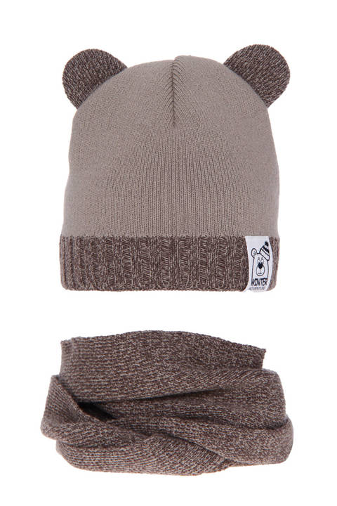 Boy's winter set: hat and tube scarf beige Diango