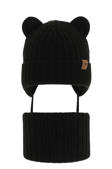 Boy's winter set: hat and tube scarf black Ferven