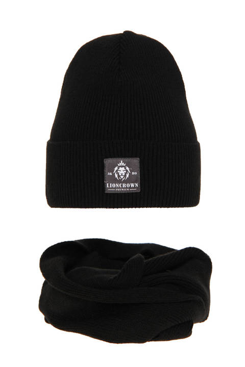 Boy's winter set: hat and tube scarf black Santiago