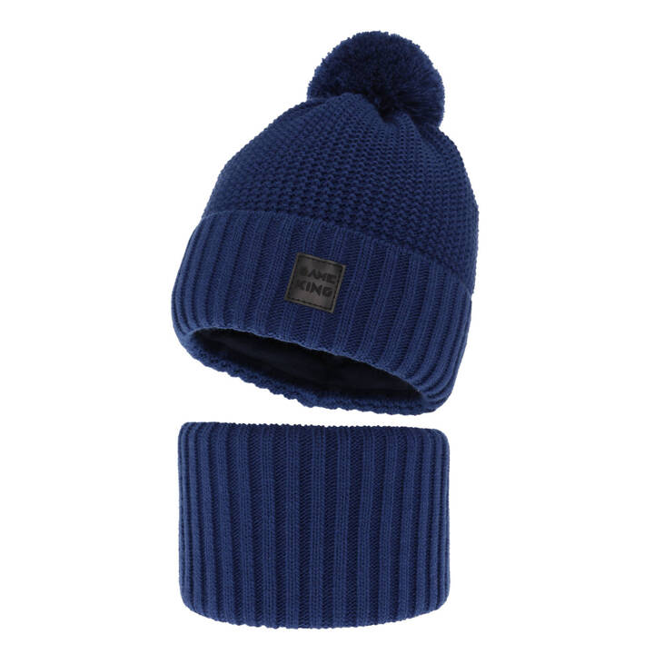 Boy's winter set: hat and tube scarf blue Conan