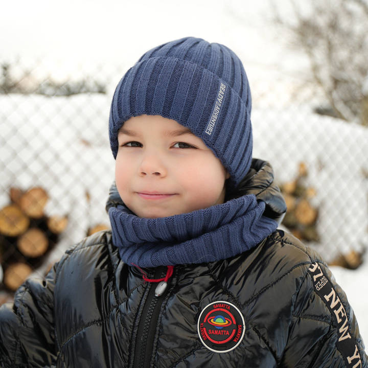 Boy's winter set: hat and tube scarf blue Livido