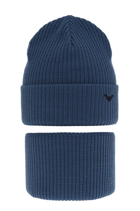 Boy's winter set: hat and tube scarf blue Romeo