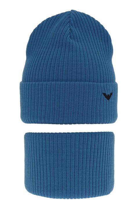 Boy's winter set: hat and tube scarf blue Romeo